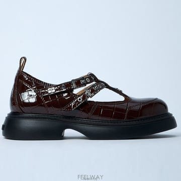 26 FW 가니 Butterfly 버터 플라이 로고 디테일 크로커 엠보스 메리제인 슈즈 S3077 8