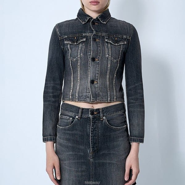 26 FW 발렌시아가 백 레이스업 워싱 코튼 크롭 데님 자켓 다크그레이 831697 TSW67 14
