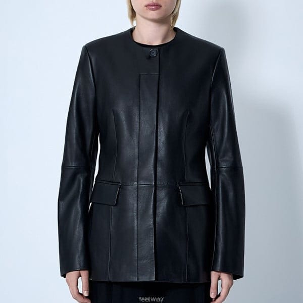26 FW 토템 칼라리스 넥라인 버튼 다운 스무스 그레인 레더 자켓 252 WRO0192 LE0127
