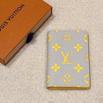 [국내] 정품/두배보상/루이비통 카우하이드 LV 모노그램 포켓 오거나이저 카드 지갑 라이트 그레이