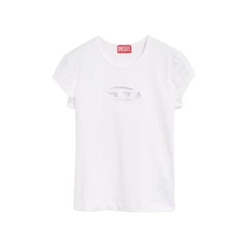 디젤 로고 컷아웃 화이트 반팔 티셔츠