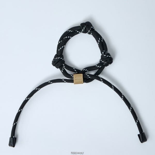 26 FW 미우미우 Cord 로고 하드웨어 코드 웨빙 브레이슬릿 블랙 5IB538 3L74 F0002