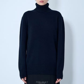 26 FW 토템 터틀넥 리브 트림 캐시미어 롱슬리브 니트 스웨터 네이비 252 WRT0474 YA0