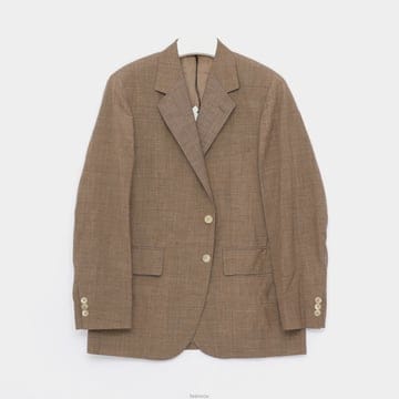 오라리 트로피컬 울 키드 모헤어 자켓 브라운 체크