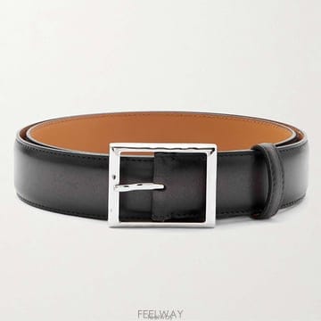 벨루티 35mm Venezia 베네치아 실버톤 버클 스탠드아웃 레더 벨트