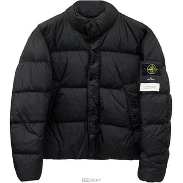 [스톤아일랜드] 25FW 와펜패치 가먼트 다이드 크링클 랩스 다운 자켓 블랙 남성 자켓 K2S15410001