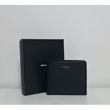 [중고] 생로랑 반지갑 페블 레더 블랙 396307 BTY0N 1000