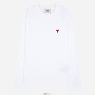 아미 5F BFUTS235 724 100 스몰 하트 로고 롱슬리브 티셔츠 화이트