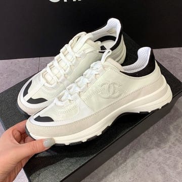[국내] 정품/두배보상/남성/샤넬 25 FW 스웨이드 카프스킨 런닝화 페이던트 화이트 스니커즈