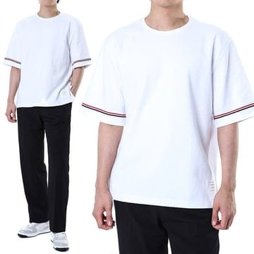 (당일발송) 톰브라운 라운드 티셔츠 화이트-럭비핏