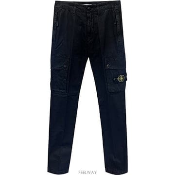 [스톤아일랜드] 25SS 와펜패치 카고 슬림 팬츠 블랙 남성 팬츠 K1S153100303 S00WA V012