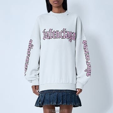 26 FW 발렌시아가 로고 디테일 스웨트셔츠 미니 드레스 화이트 838718 TSVW5 9012