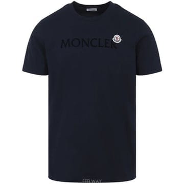 [몽클레어] 로고 패치 플록 코튼 반팔티셔츠 네이비 남성 티셔츠 8C00036 8390T 778 / TLS