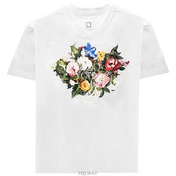 [우영미] 플라워 백로고 반팔 티셔츠 화이트 남성 티셔츠 W253TS06701W / TTA