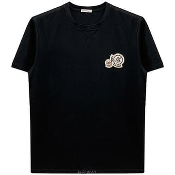 [몽클레어] 더블 로고 패치 코튼 반팔티셔츠 블랙 남성 티셔츠 8C00035 8390Y 999 / TLS