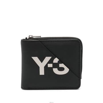 요지 야마모토 Y-3 로고 지퍼 반지갑 블랙
