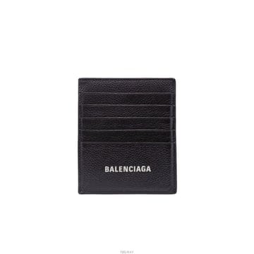 발렌시아가 로고 카드지갑 블랙