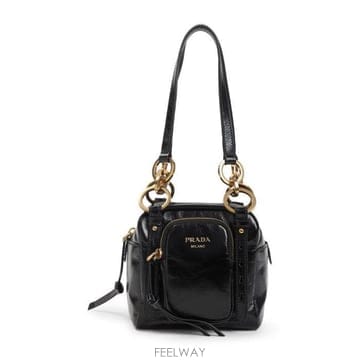 26 FW 프라다 블랙 Dangle 댄글 미니 탑 핸들 숄더백 1BB1372CYR