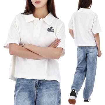 구템즈 스포티앤리치 L사이즈 럭키찬스 크레스트 크롭 폴로 반팔 티셔츠 TO085606241WH01
