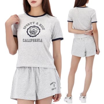 스포티앤리치 캘리포니아 엠블럼 링거 반팔 티셔츠 TO088625508GY18