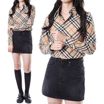 (당일발송)버버리 클래식 사선체크 여성 슬림핏 셔츠 아카이브베이지/8106163