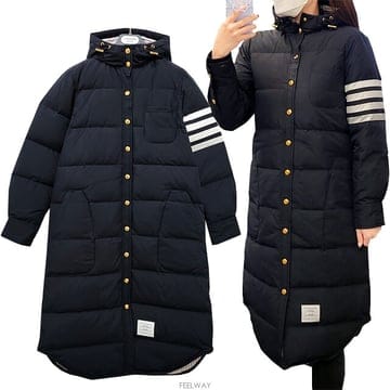 논현 더팩토리 25FW 톰브라운 사선 완장 4바 밀리터리 립스탑 구스 다운 패딩 코트 네이비 FOD025X