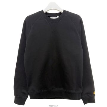 더팩토리 25FW 칼하트 윕 CHASE 체이스 로고 기모 맨투맨 블랙 골드 I033660 00FXX