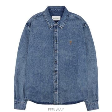 아미 USH786 DE0056 480 하트 로고 버튼 다운 셔츠