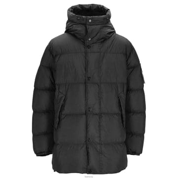 스톤 25FW 와펜 가먼트다이 크링클랩스 후드 패딩자켓 블랙 K2S15 4100012 S0A23 V002