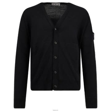 스톤아일랜드 25FW 와펜 패치 퓨어울 브이넥 가디건 블랙 K2S15 5100068 S00C4 V0029