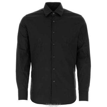 26 FW 프라다 블랙 롱슬리브 코튼 블렌디드 포플린 셔츠 UCM608SOOO10HT
