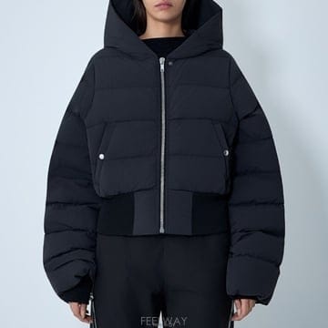 릭오웬스 후드 다운 자켓 블랙