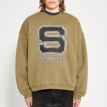 26 FW 스투시 State 스테이트 크루넥 올리브그린 스웨트셔츠 118596 0403