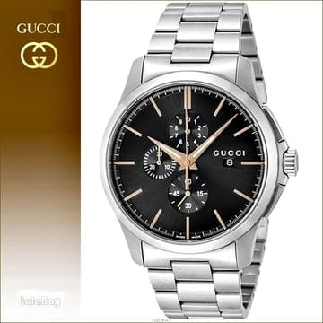 구찌 남성시계 G-타임리스 블랙 YA126272 쿼츠 44mm 크로노그래프 메탈스트랩