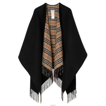 버버리 25FW 빈티지 체크 리버서블 케이프 블랙 8077897