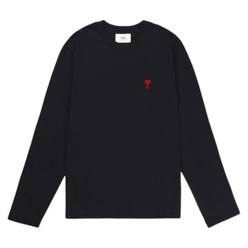 아미 25FW 남성 스몰 하트 로고 롱슬리브 블랙 BFUTS235 724 001