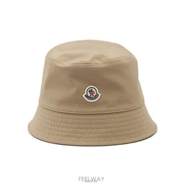 26 FW 몽클레어 로고 패치 챙 버킷 햇 베이지 3B000255983X