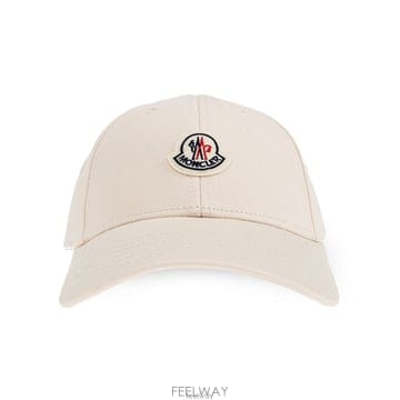 26 FW 몽클레어 로고 패치 커브드 피크 캡 화이트 K10933B0005504863