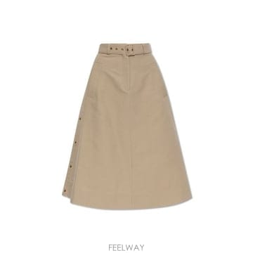몽클레르 로고 패치 A라인 미디 스커트 블랙