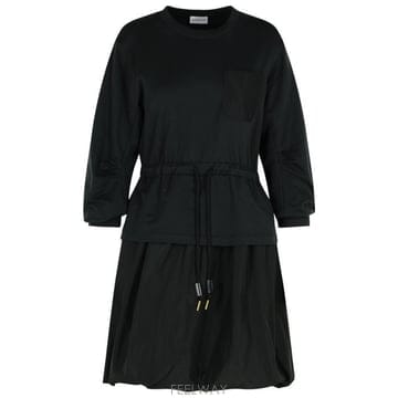26 FW 몽클레어 레이어드 드로스트링 웨이스트 드레스 블랙 K10938I0001489A1K