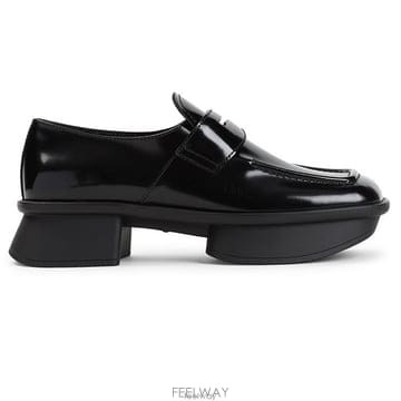 26 FW 프라다 35mm 블랙 러버 로우 블록 힐 로퍼 1D985NFD040055