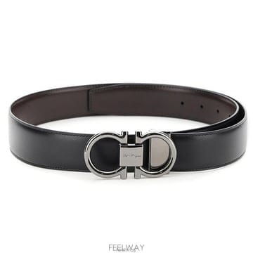 26 FW 페라가모 35mm 카프 스킨 레더 리버시블 멀티 블랙 벨트 679938694531