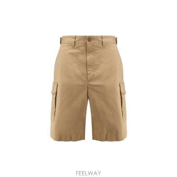 26 FW 몽클레어 로고 패치 코튼 블렌드 카고 쇼츠 베이지 K20912B00004598QH