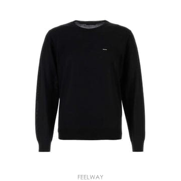 26 FW 프라다 블랙 로고 체스트 롱슬리브 크루넥 울 스웨터 UMF146SOOO18DY