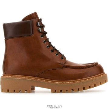 26 FW 프라다 60mm 브라운 라운드토 레이스업 부츠 2TE208FG000070