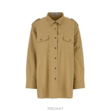 프라다 오버사이즈 버튼업 셔츠 카키