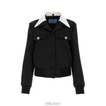 26 FW 프라다 엠벨리시드 버튼업 봄버 버진 울 자켓 P510OSOOO13XS