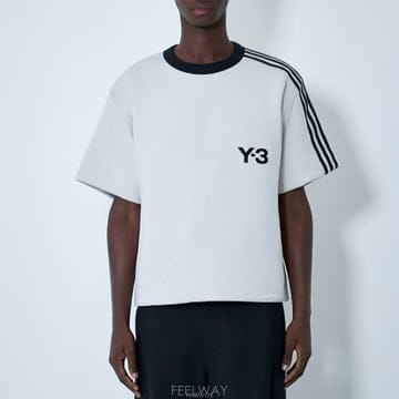 26 FW 와이쓰리 Y3 로고 디테일 패디드 피니쉬 숏슬리브 티셔츠 화이트 KD4759