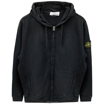 [스톤아일랜드] 25FW 브러쉬드 오가닉 코튼 플리스 레귤러 핏 후드 집업 블랙 K2S156100067 S0
