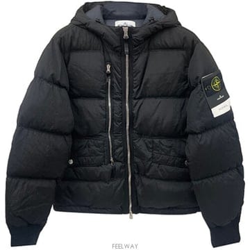 [스톤아일랜드] 25FW 와펜패치 나일론 메탈 후드 다운 자켓 블랙 남성 패딩 K2S154100088 S00